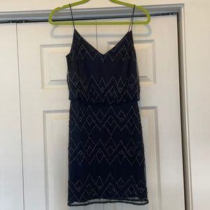 Aqua beaded cocktail dress
